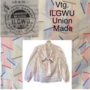 Vtg Top Devon Ties at neck ILGWU Union made 10 EUC